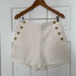 NWT Ann Taylor High Rise Cream Linen Shorts with Button Detail